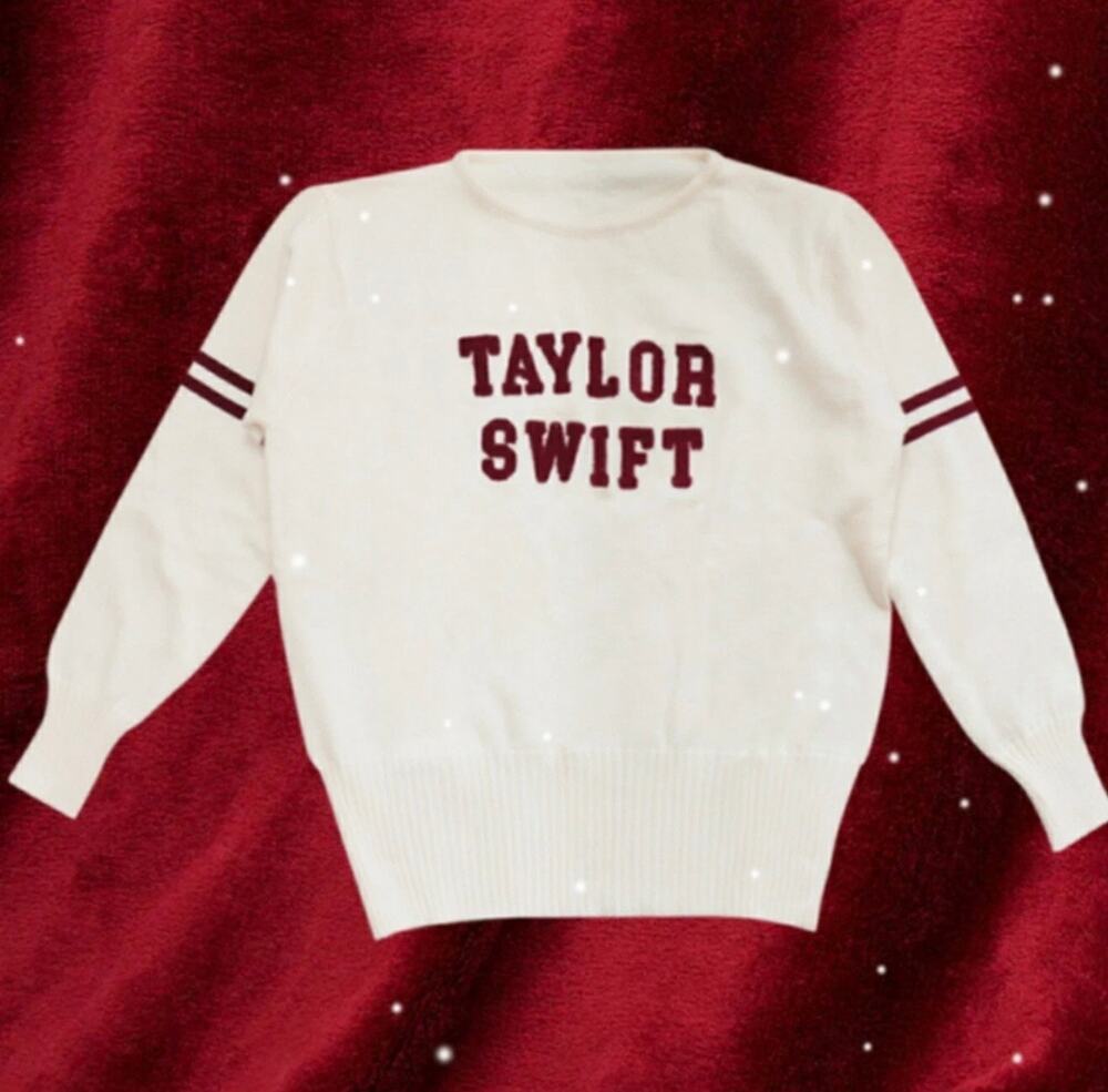 Taylor Swift Red Version Ivory Letterman Sweater Sz MD N